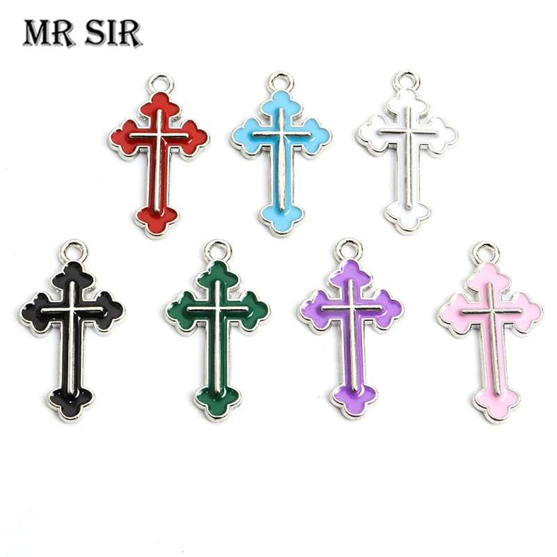 Enamel Cross Charms Crosses Pendant DIY Making Jewelry Handmade