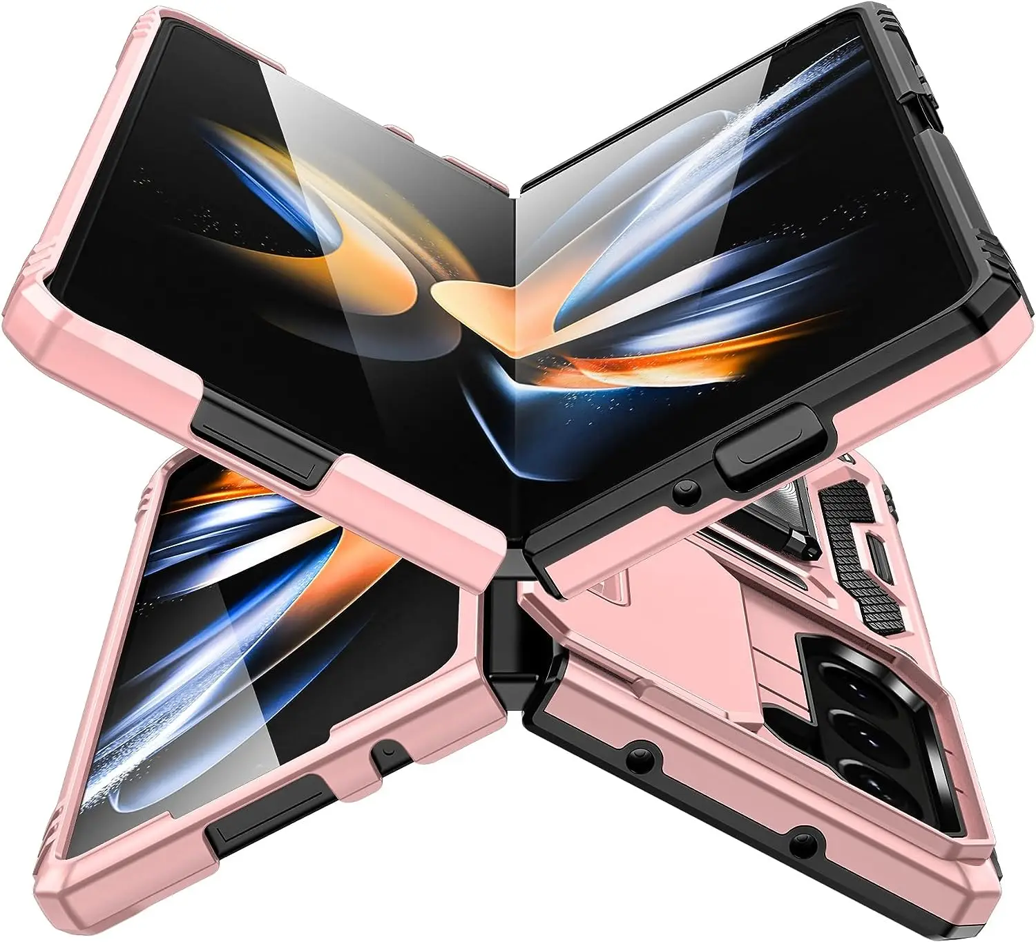 

Чехол для телефона, совместимый с Samsung Galaxy Z Fold 5 2023. Чехол со сдвижной крышкой для камеры, прочной защитой всего тела, подставкой с металлическим кольцом. Противоударный защитный чехол военного класса. Защит