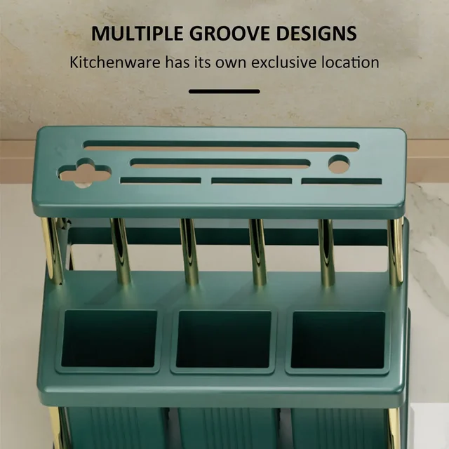 Kitchen Knife Holder Multi-Function Cutter and Cutlery Drainer Rack PP Space Saving Kitchen Utensil Organizer Rack New 5