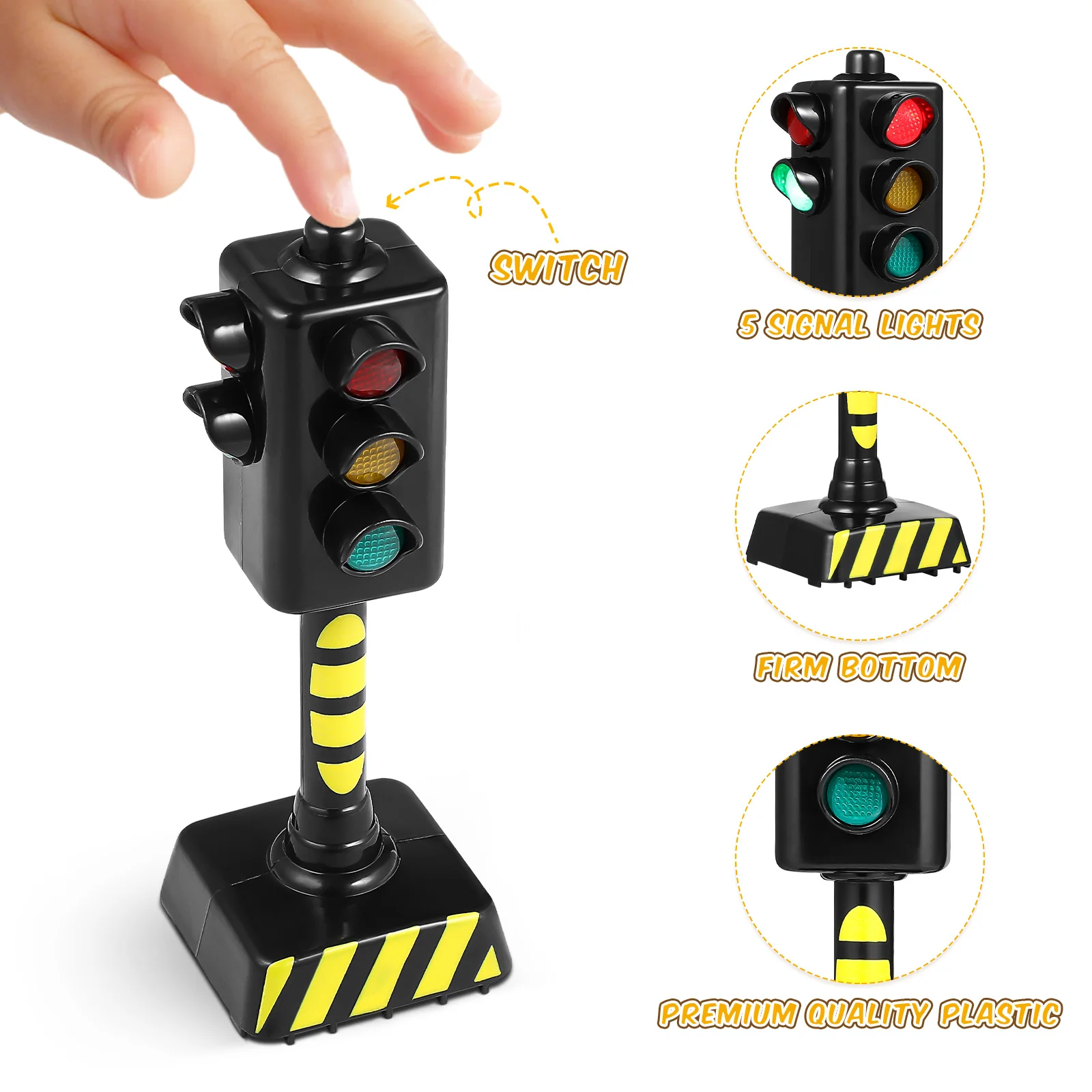 Mini Traffic Signal Light Toy Model Simulation Road Sign Scene LED Kid Traffic Safe Education Learning Toy Car Accessories 2pcs