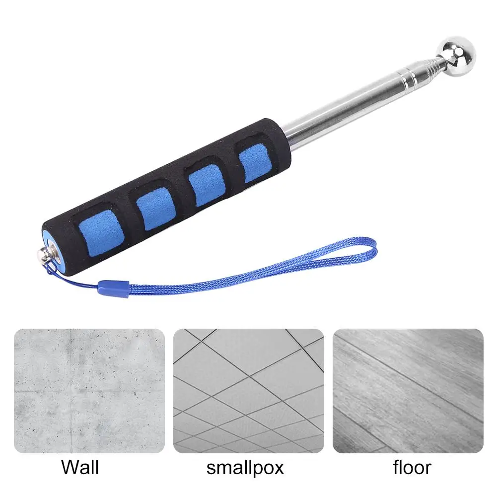 Manual Tools Hollow Drum Hammer Empty Drum Hammer 1.2-2M Telescopic Wall Check Hammer Walls Floors Ceilings Tiles Test Telescopic Thickening Checker Hammer Inspection Tool