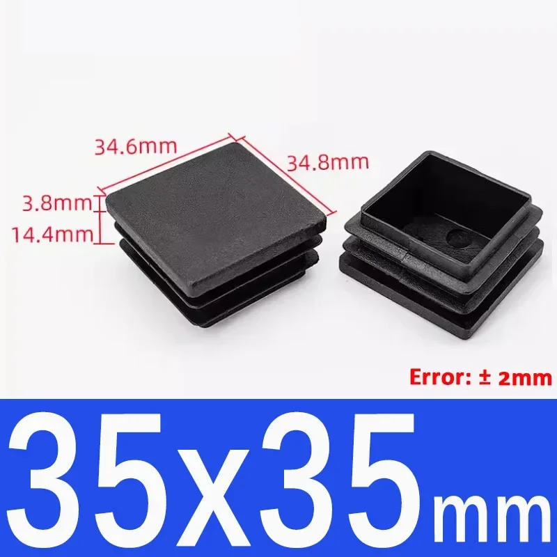 Black Square Plastic End Caps for Table or Chair Feet Protection