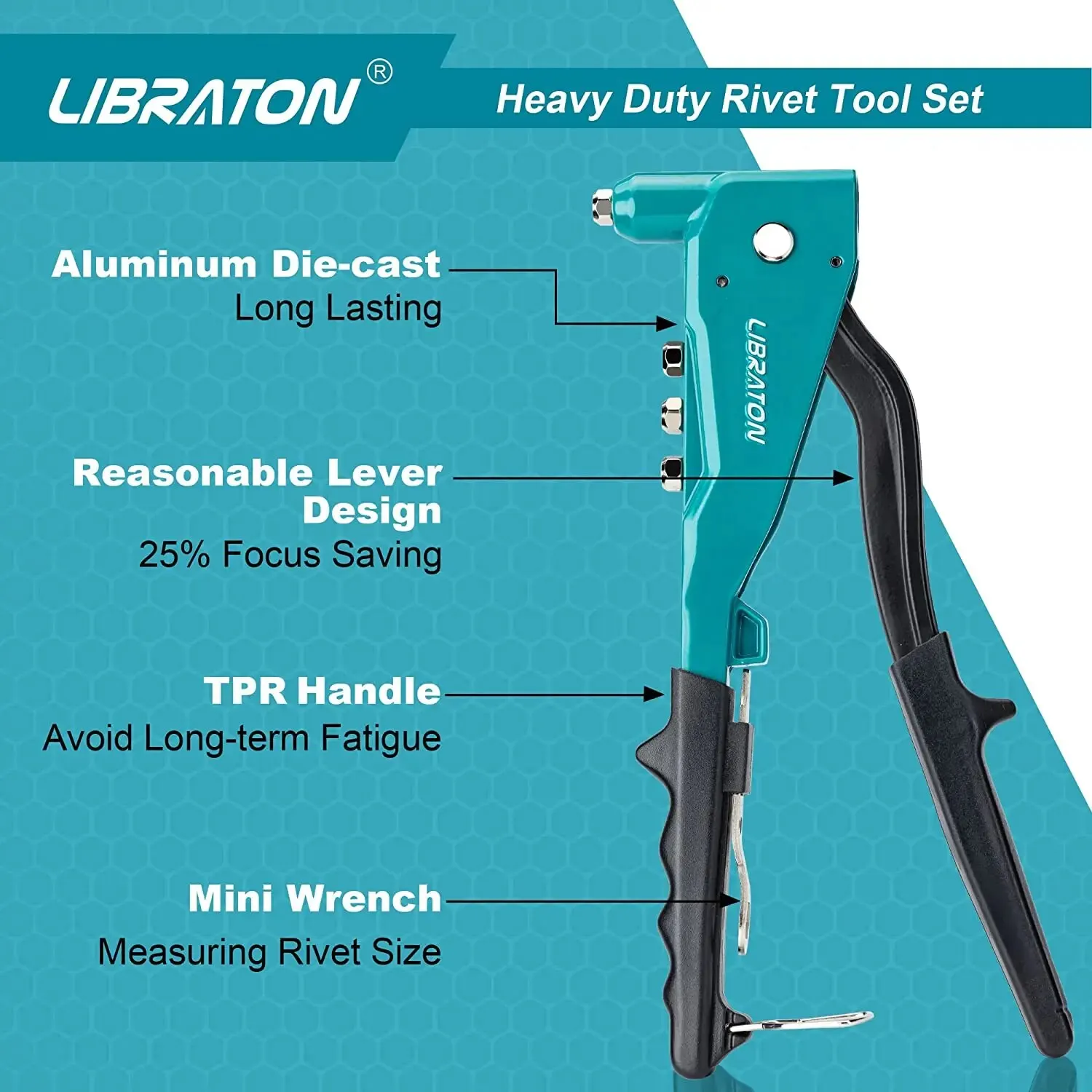 Rivet Gun Rivet Gun Set Heavy Duty Professional Hand Riveter Manual Riveting Tool for Metal Wood and Plastic