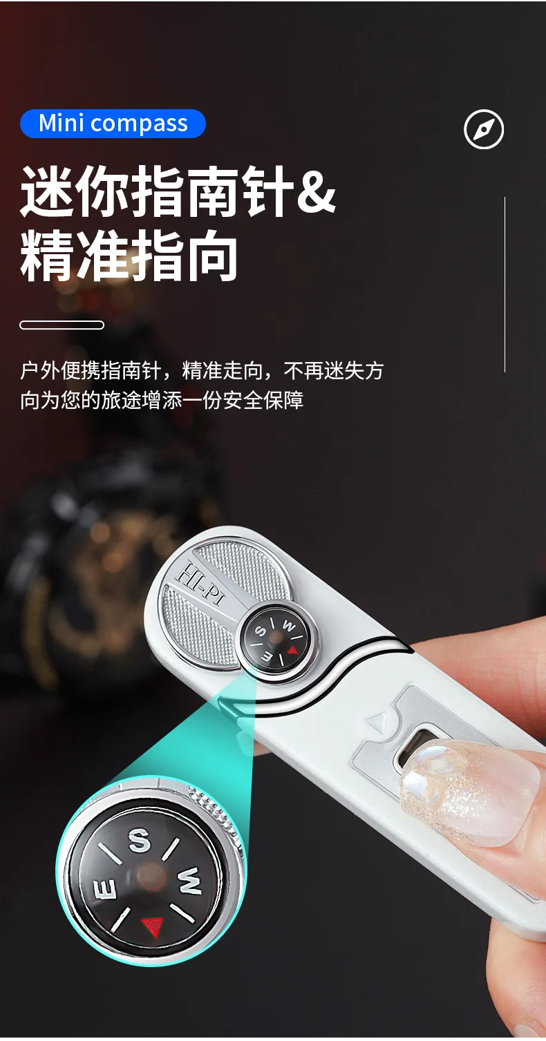 Description Picture 5 of itemOutdoor Windproof Inflatable Compass Lighter Blue Flame Mini Portable Rocker Ignition Visible Gas Chamber Cute Lighter