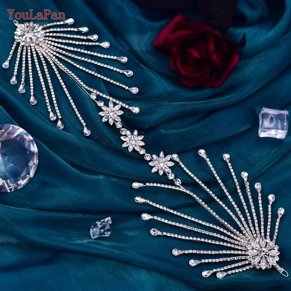 YouLaPan Bridal Headband Woman Tiara Wedding Hair Accessories Brides Hair Ornament Pageant Rhinestone Flower Headpiece HP476