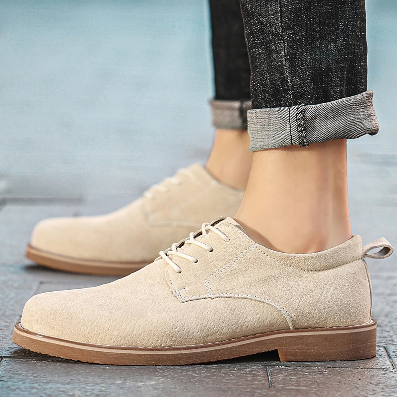 

Men Dress Shoes lace up Autumn Men cow suede Leather Shoes Vintage oxfords Formal Flats Men office work Shoes men footwear