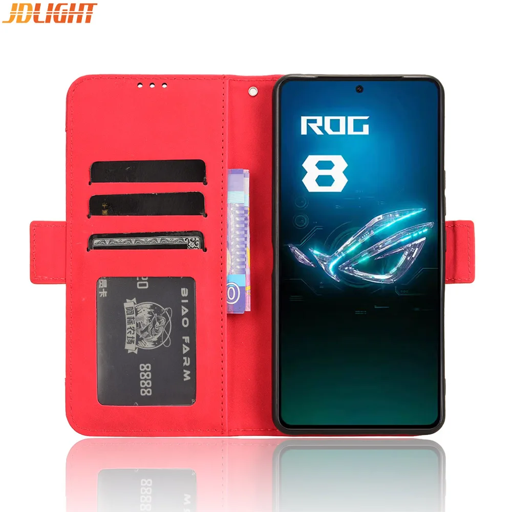 

Чехол-кошелек для ASUS ROG Phone 8 Pro, Магнитный чехол-книжка с откидной крышкой, отделением для карт и фотографий, роскошные кожаные флип-Чехлы для телефона