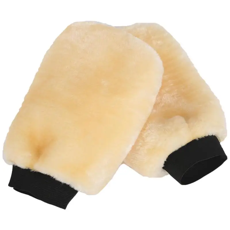 Car Washing Wool Mitt Automotive Cleaning Plush Gloves Breathable