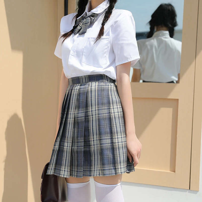 Uniformes escolares de estilo japonés para mujer, uniforme de Sailor con cuello en V, uniforme Jk para adolescentes, Top de Cosplay para estudiantes, Falda plisada y lazo, 3 piezas - AliExpress