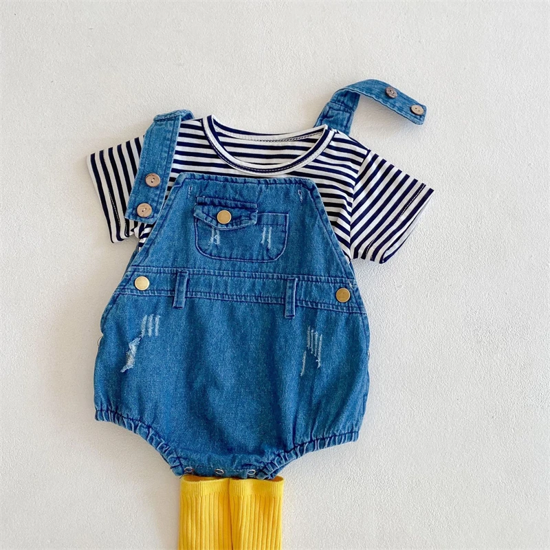 0-3Y Baby Knitted Jumpsuit for Newborns Casual Solid Strap Rompers Playsuits Spring Autumn Cotton Kids Clothes Girls Costumes cute baby bodysuits