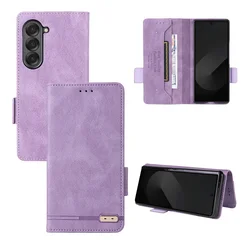 Luxury Flip Leather Wallet Phone Case with Card Holder and Shockproof Protection for Galaxy Z Fold 2 (Purple)