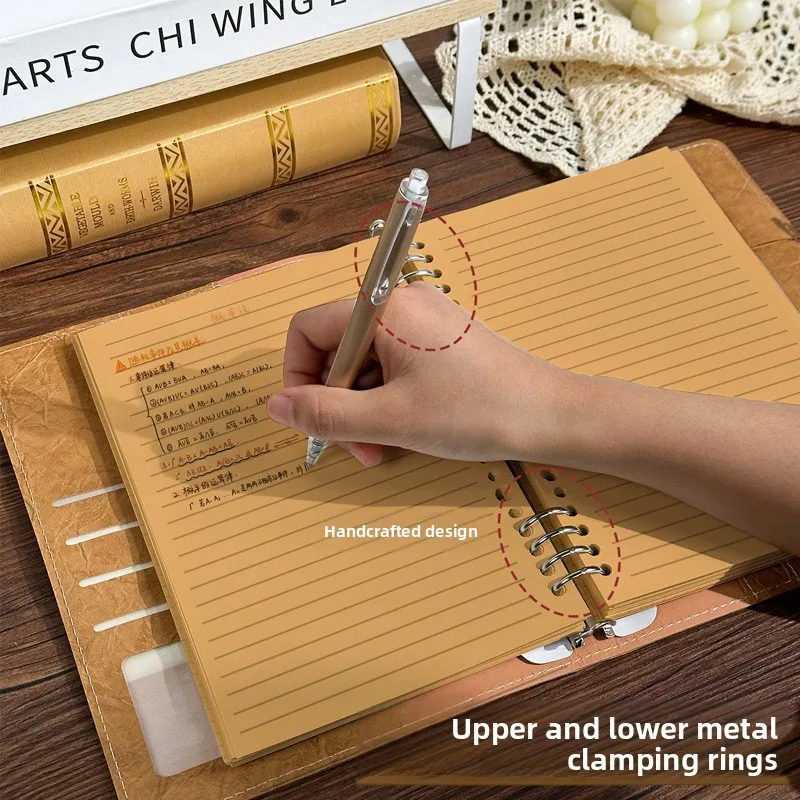A5 Kraft Paper Loose Leaf Notebook, Retro Hand Account Book,Multifunctional Journal for Students Office & Daily Use - 4