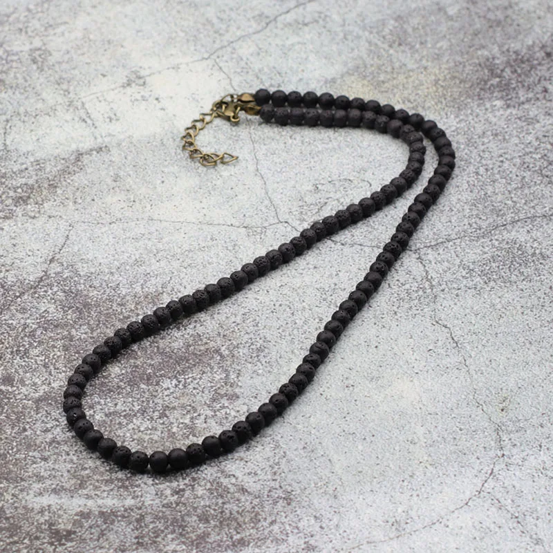 2022 New Natural 4mm Stone Necklace Men 18 Inch Choker Collar Man's African Hiphop Rock Jewelry Male Accessories Gift For Him - Image 6