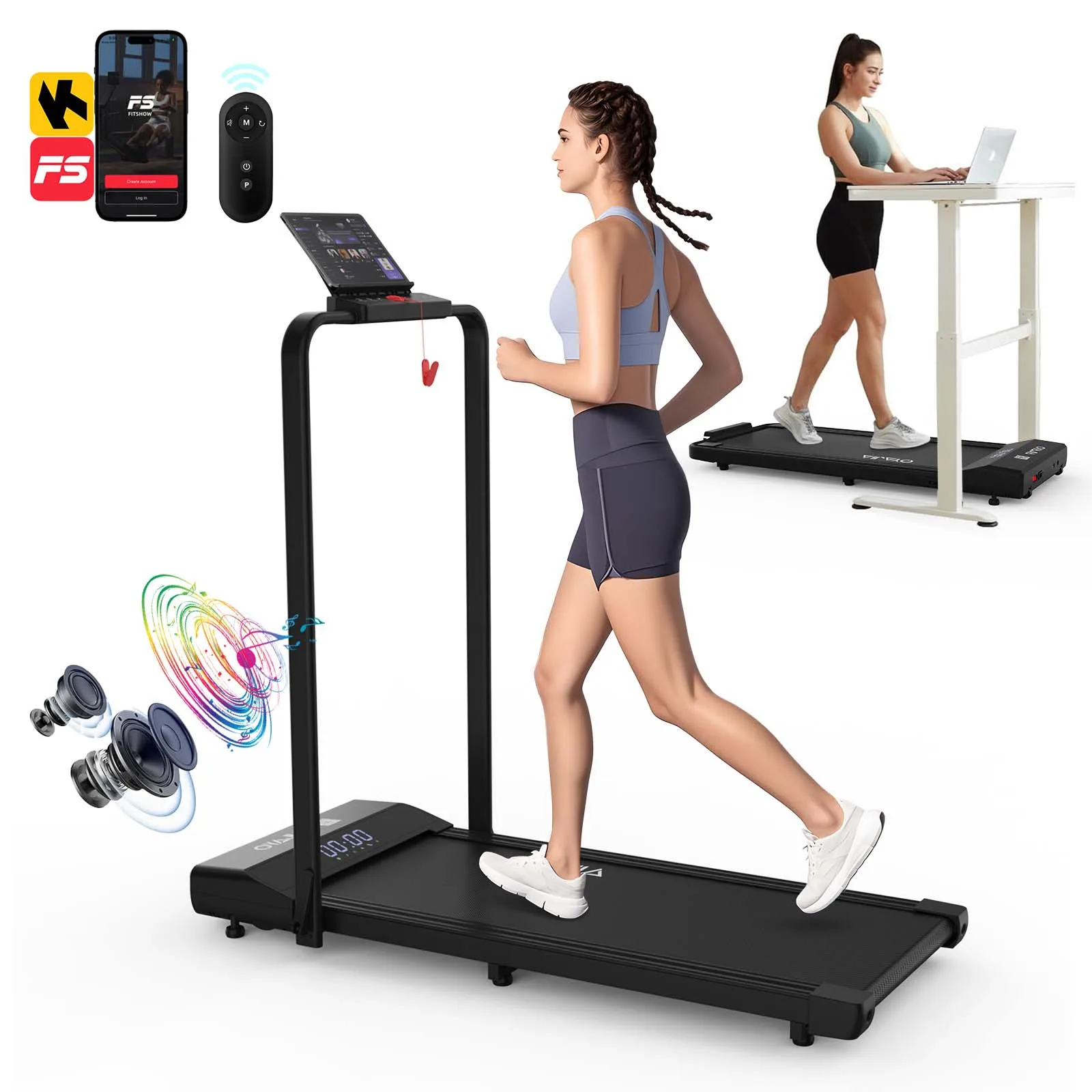 Tapis roulant con telecomando, app e controllo pulsanti | Display a LED | Clip di sicurezza | Musica Bluetooth | Silenzioso per casa/ufficio - immagine 2