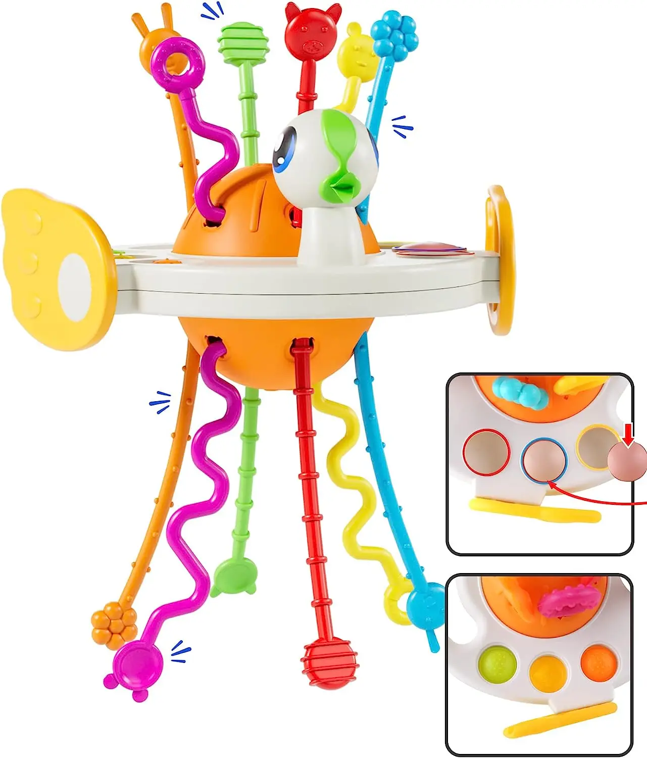 

Teething Toys for Babies 6 to 12 Months Baby Travel Toys for Plane Car Seat Toddlers 1-3 Sensory Pull String Montessori Toys