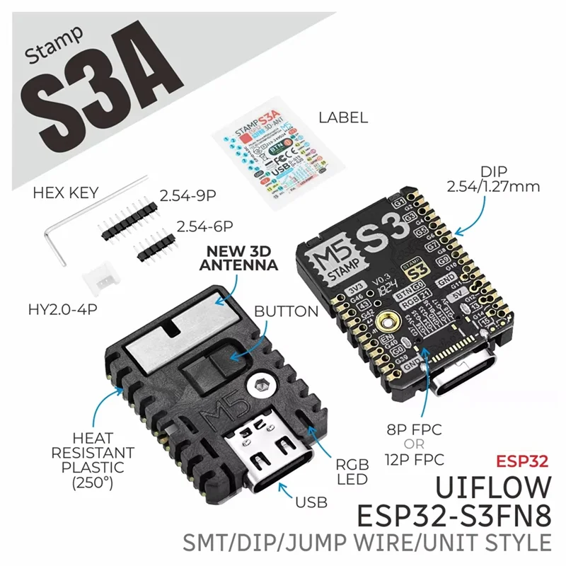【B74A】M5stack ESP32S3A M5stamp 모듈-공식 개발 보드 통합 마이크로컨트롤러