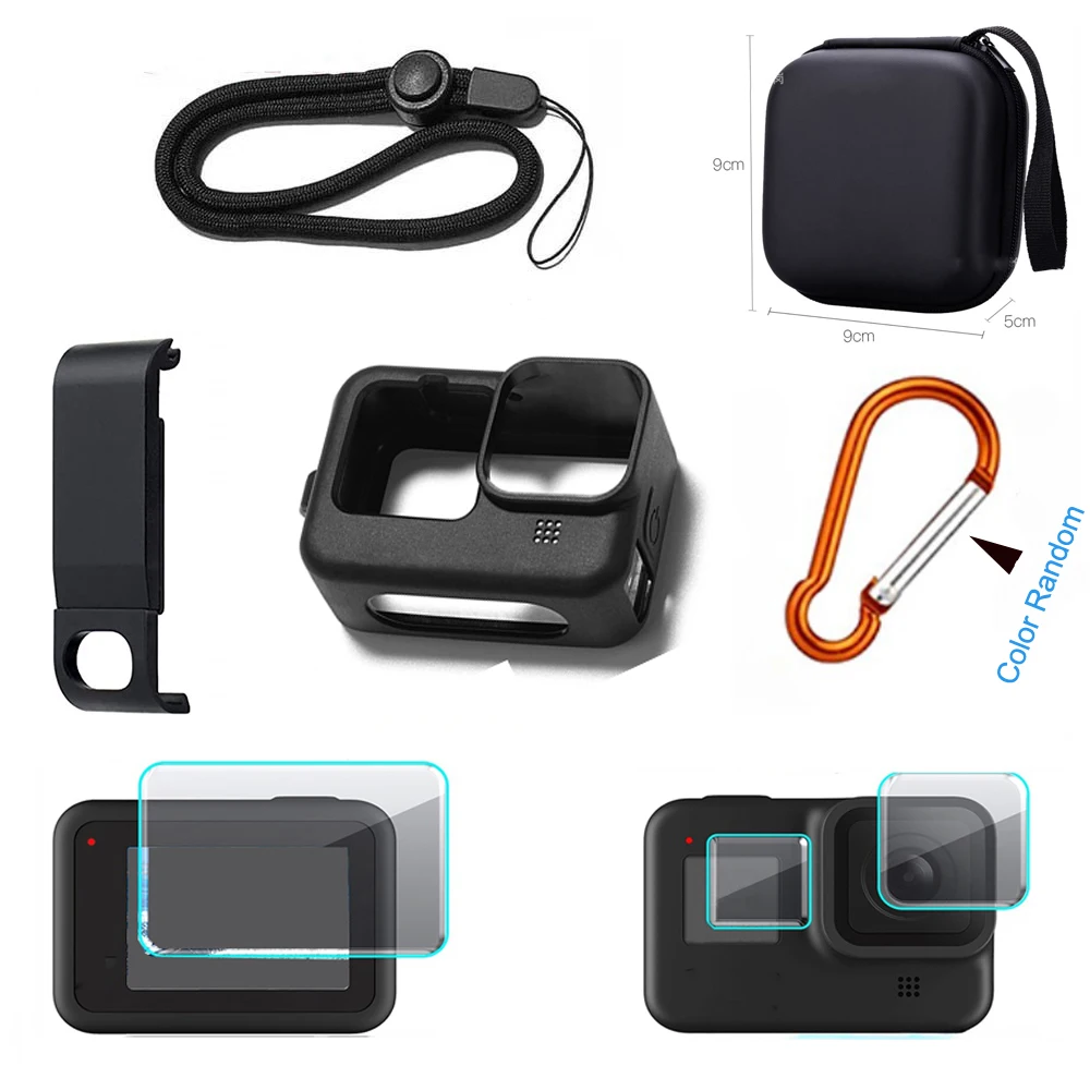 Silicone Case for GoPro Hero 11 10 9 Black Tempered Glass Screen