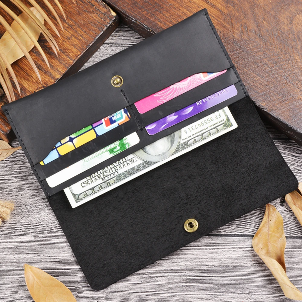 Handmade Retro Crazy Horse Cowhide Wallet Genuine Leather Men's Handheld Long Wallet