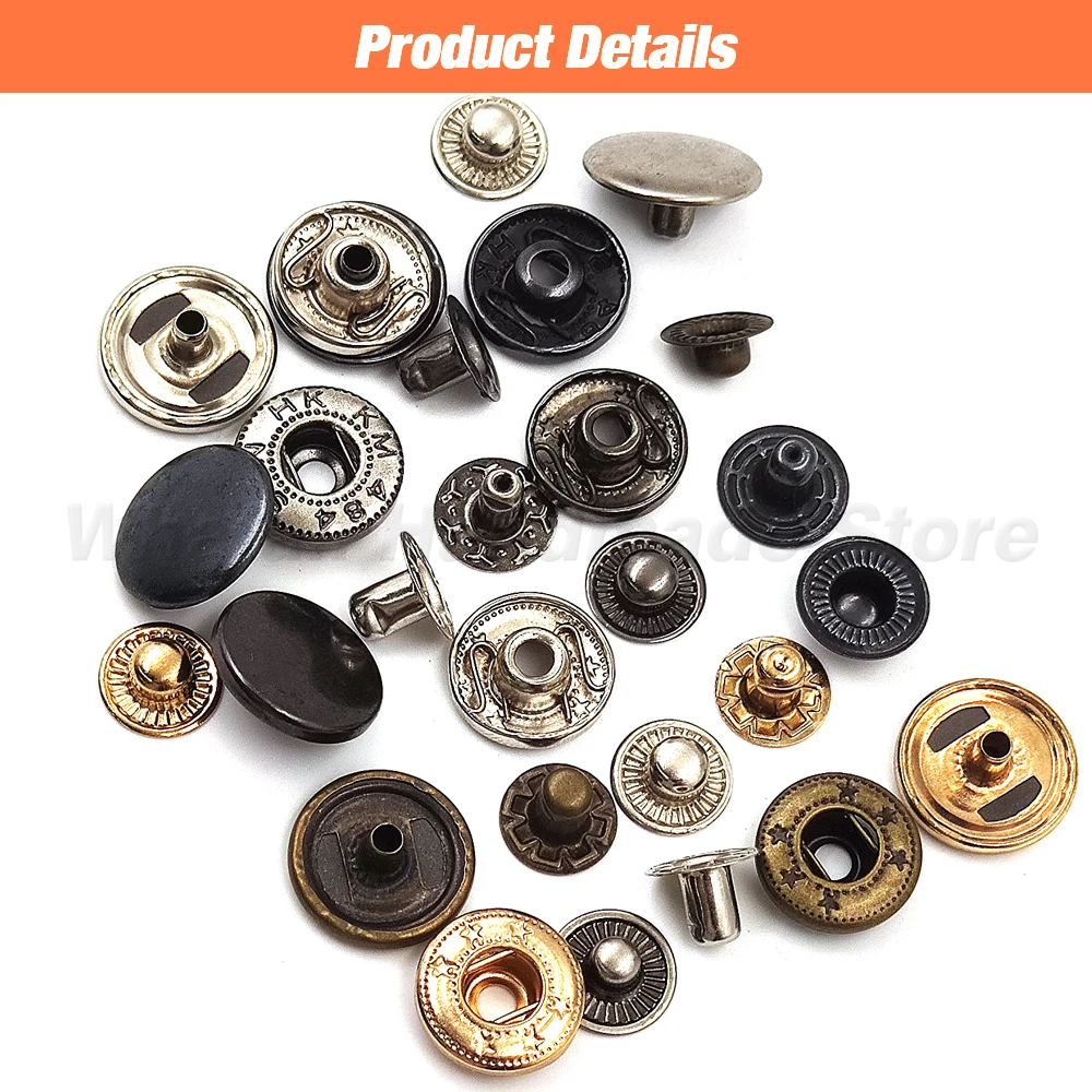50 Sets 831/655/633 Metal Snap Fasteners Snaps Button Press Studs Sewing  Button For DIY Clothes Garment Bags Shoes Leathercraft - AliExpress
