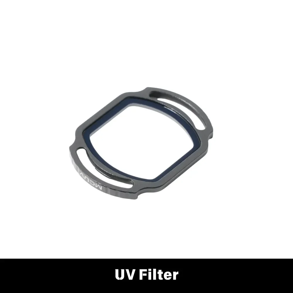 Vue rapprochée des filtres ND8, ND16, ND32 et UV pour DJI O4 Pro Pavo20 Pro.