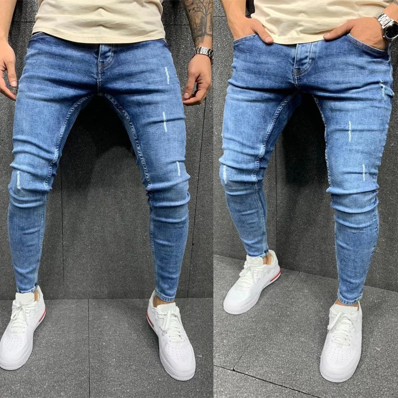 Streetwear Man Fashion Jean Male Skinny Blue Ripped Jeans Hip Hop Harajuku Pants Badfriend embroidery Black Slim Cowboy Trousers solid jeans men fashion loose straight casual pants soft denim man cowboy streetwear hip hop trousers male spring summer