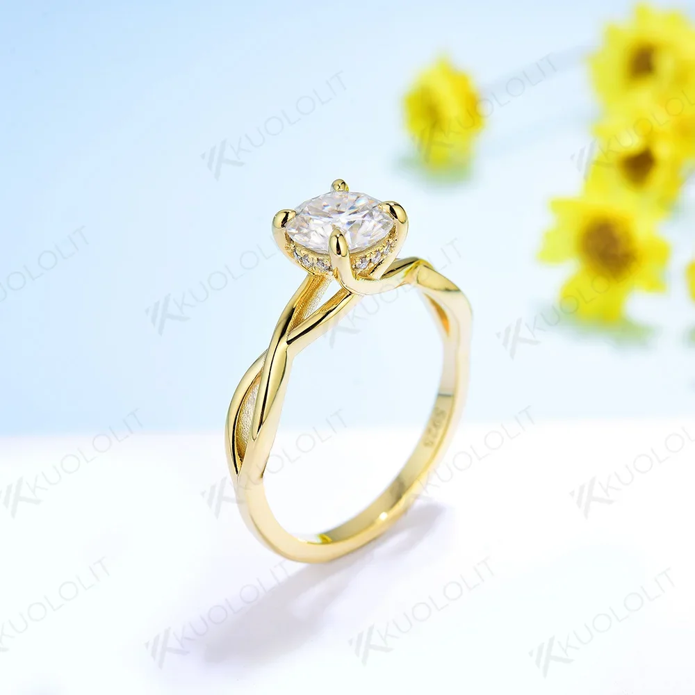 値下げ中【2個セット】OX JEWELRY layered Ring 21号程度 Kuololit 2CT Round Moissanite Rings for Women Solid 14K 10K