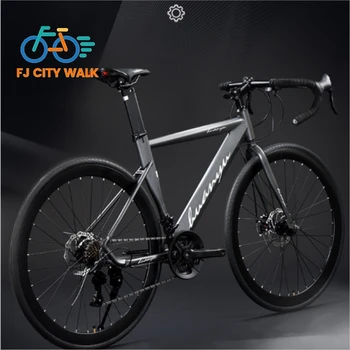 FJ Bend High Carbon Steel Variable Speed Wind Shock Absorber Road Bike 700C Male Female Adult Student Disc Brake 24 Speed Bikes 1