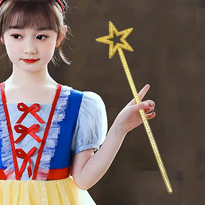 Magic Wand 1pc Fairy Wand 13 Inches Golden Silver Angel Star Wand for Girls Stage