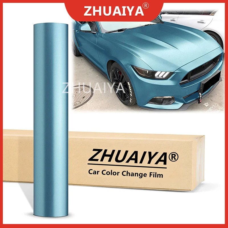 

Car Color Change Film (152cmx18m) Lake Blue Matte Metallic Satin Pearl Vinyl Wrap Sticker Sheet Film DIY Decal ZHUAIYA