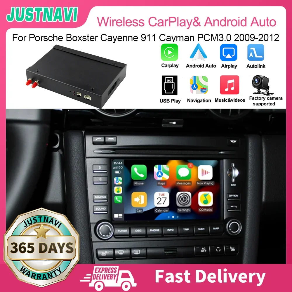 

JUSTNAVI Wireless Apple CarPlay For Porsche PCM 3.0 Cayenne 911 Boxster Cayman 2006-2012 Linux System Android Auto WIth Airplay