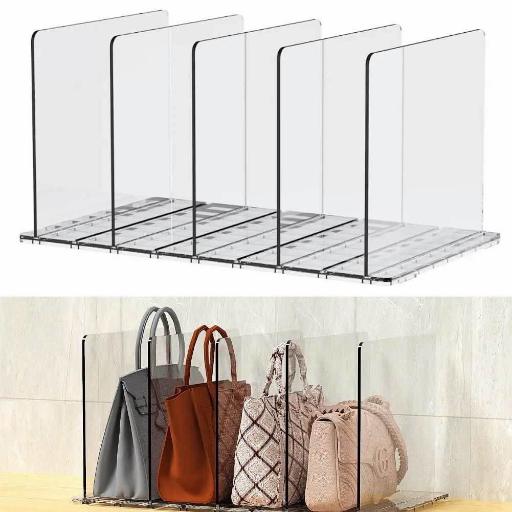 HBlife 6 Pack Clear Shelf Dividers, Vertical Purse Organizer for Closet  Perfect for Sweater, Shirts, Handbags in Bedroom and Kitchen, Adjustable