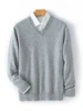 Classic 100% Cashmere Sweater Men V-neck Basic Pullovers Spring Autumn Winter Warm Comfy Cashmere Knitwear High Quality Tops ﻿ 6