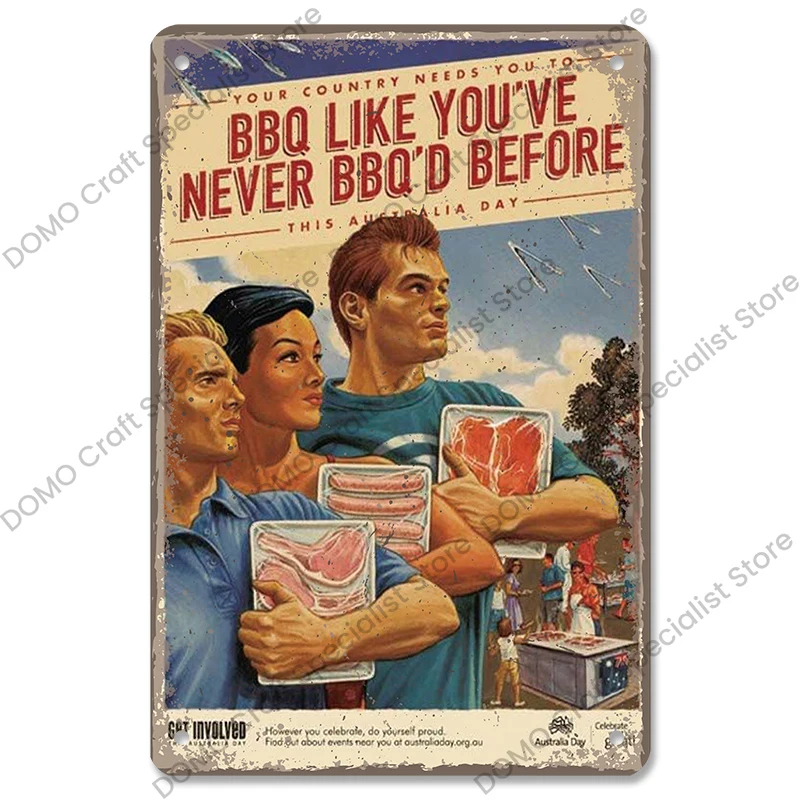 Retro, metalen bord voor aan de muur, vintage, koe met daarop de verschillende stukken vlees, keuken, barbecue, cadeau, vader, slager