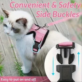 Cat Leash Non-Slip Adjustable Leash Non-Slip Cat Leash Vest Pet Chest Carrier 6