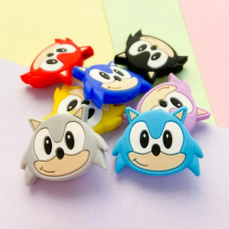 10pcs Sonic The Hedgehog Silicone focal Beads For Jewelry Making DIY Nipple Chain Bead Pen Handmade Accessories