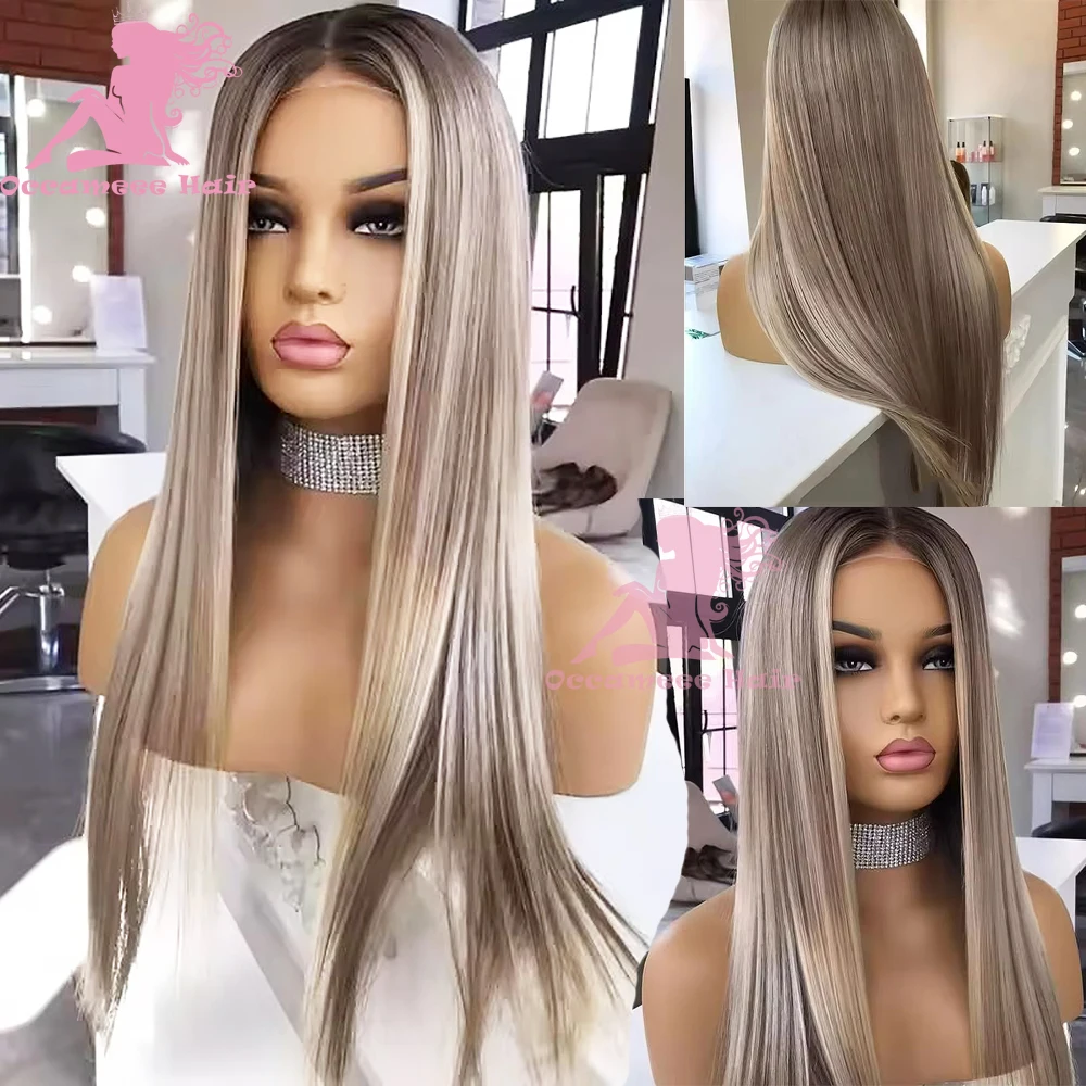 Highlight Human Hair Pruik 360 Lace Frontale Blonde Honinggrijze Braziliaanse Man Haar Kant Pruik Voorgeplukt Lijmloos Recht