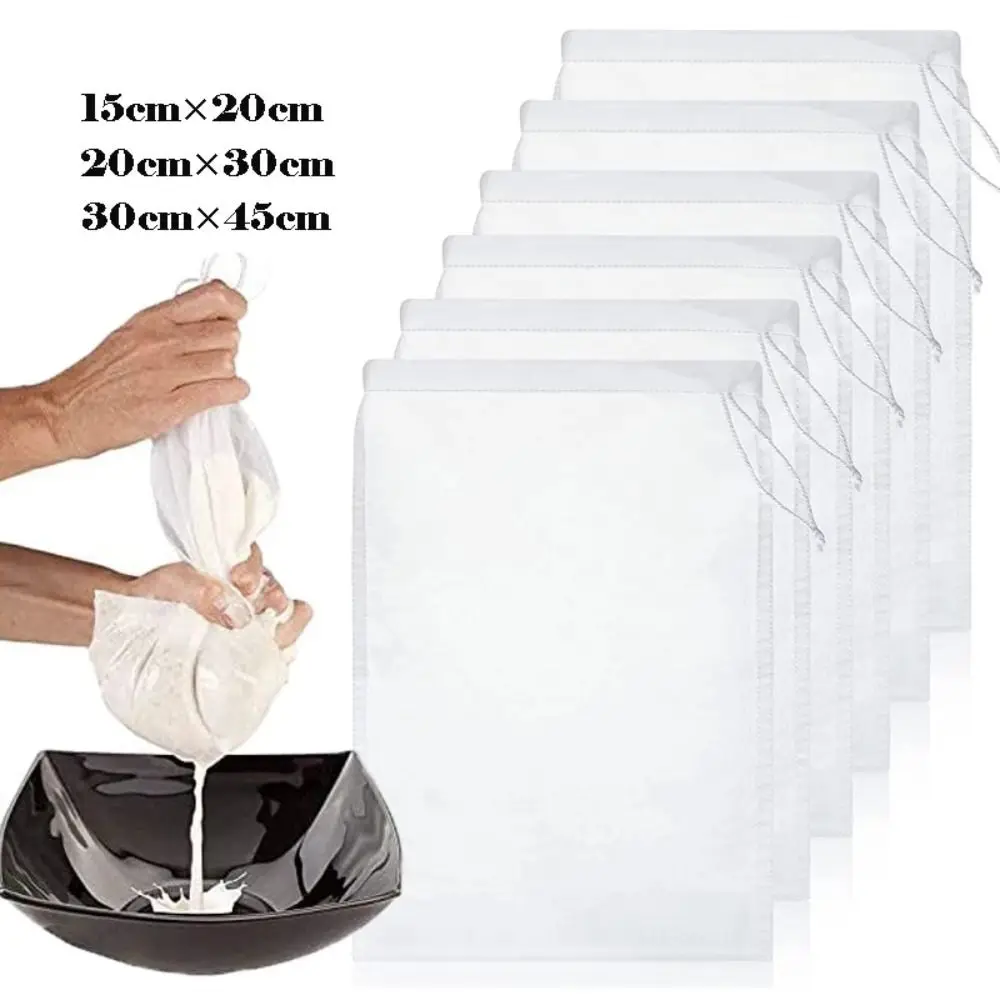 Nylon Soy Milk Filter Bag White Reusable Coffee Juice Tea Filter