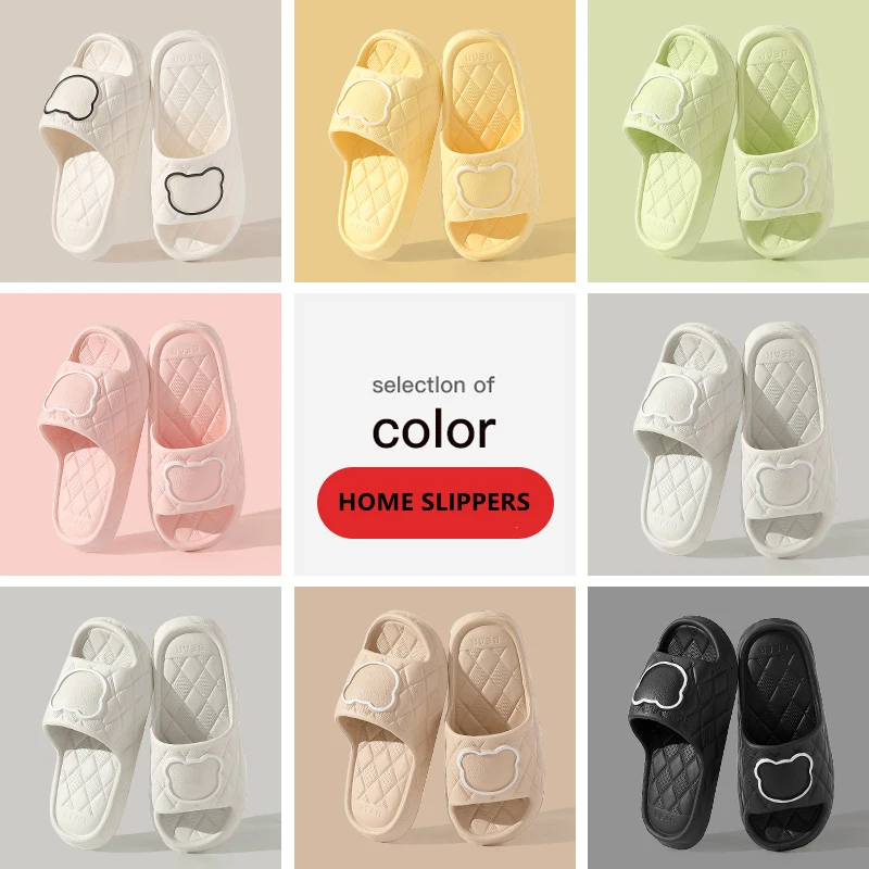 Thick Sole Summer Beach Slides Mens Bath Anti-Slip Slipper Large Size 49 Soft Sandals Fashion Women Flip-Flops Cartoon Bear Shoe 5
