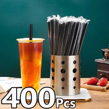 Pajitas grandes negras para batidos, accesorios para el hogar, fiesta, boda, Bar, 50/400 piezas