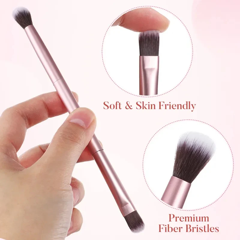 1/2/3/4/5/6pcs Double Ended Eyebrow Eyeshadow Brush Professional Makeup Tool For Women With Aluminum Tube Handle Premium Fiber 5