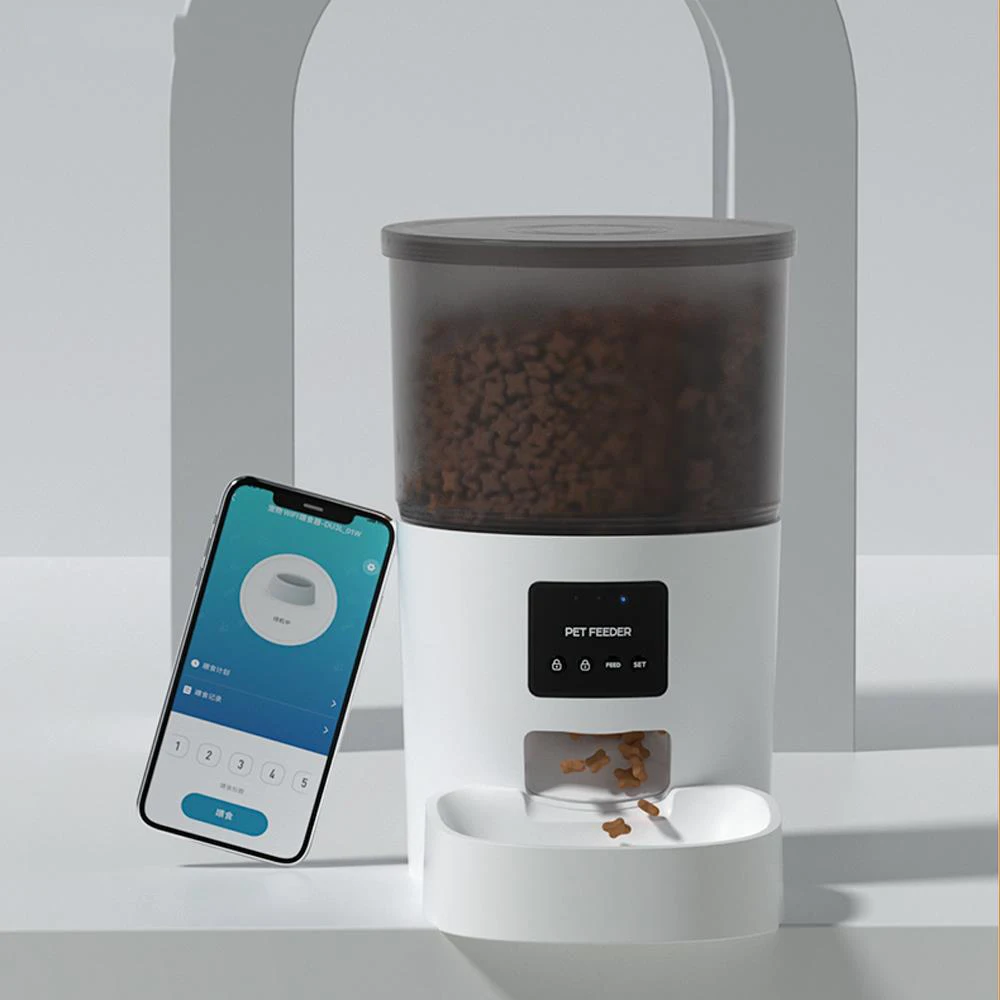 3l Automatic Pet Dog Feeder Wifi / Button Smart Dry Food Dispenser For