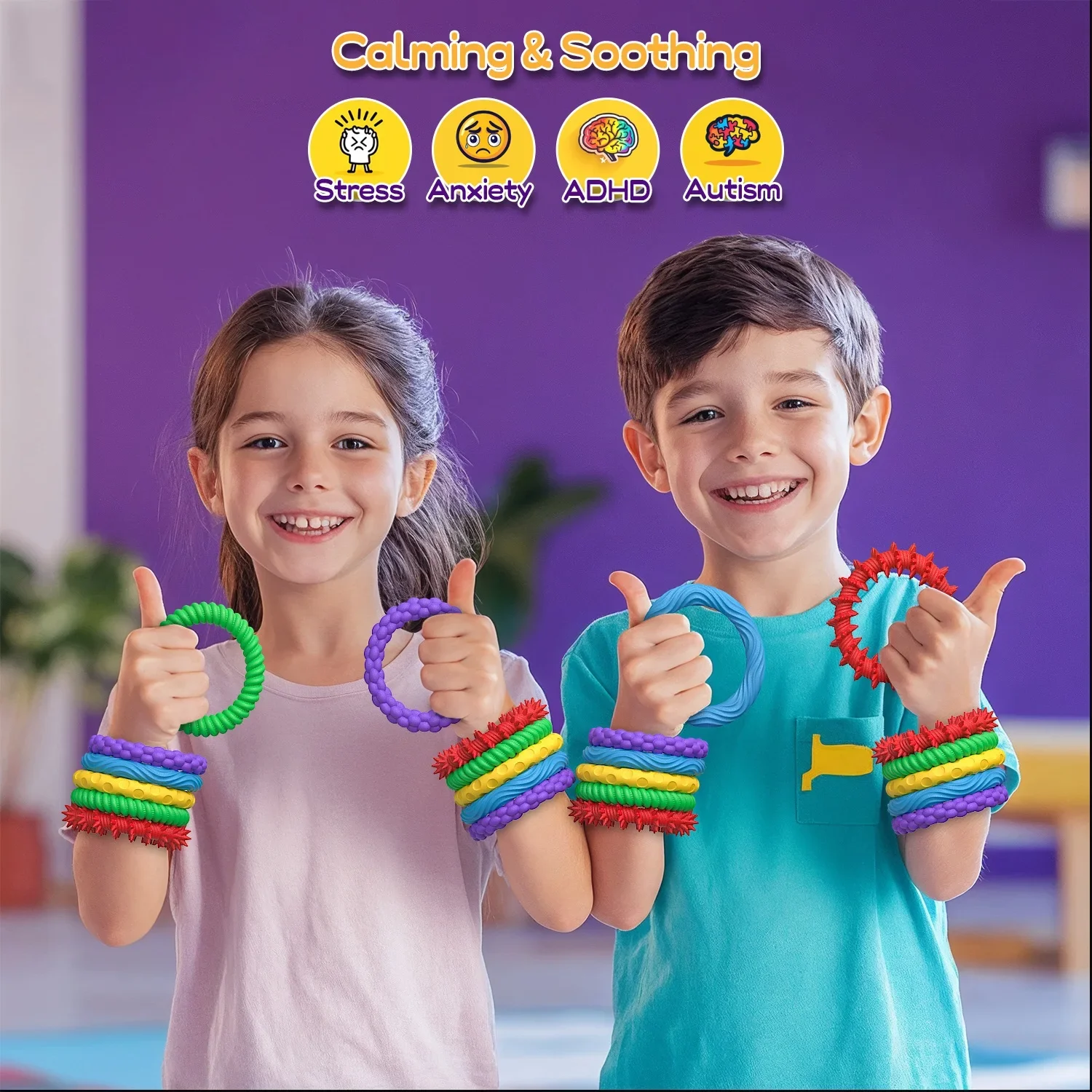 Fidget Toys Sensory Ring EDC Anti Stress Relief Toys Fidgeting Antistress Anxiety Sensory Toy 5 Packs for Adult Kids Autism ADHD
