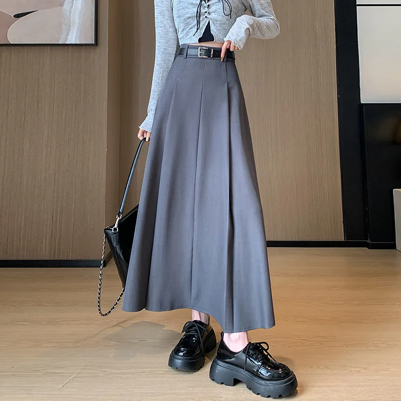 Elegant Skirts for Women Korean Style Long Skirt Female Black