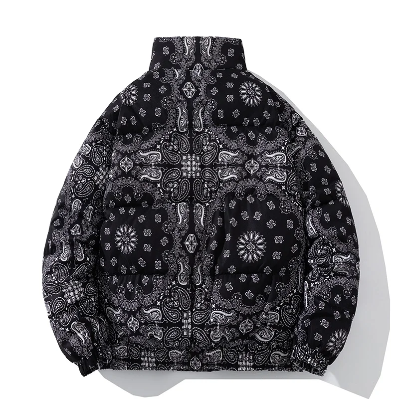 

2022 Men Hip Hop Oversize Padded Bomber Jacket Coat Streetwear Graffiti Parka Cotton Harajuku Winter Down Jacket Stand Collar