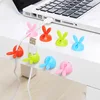 4Pcs Cute Bunny Cable Holders Cable Clips Self Adhesive Cable Manager Desk Phone Charger Cable Earphones Wire Winder Holder 4