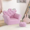 Kids Sofa Set with Footstool, Princess Sofa with Diamond Decoration, Pink 5