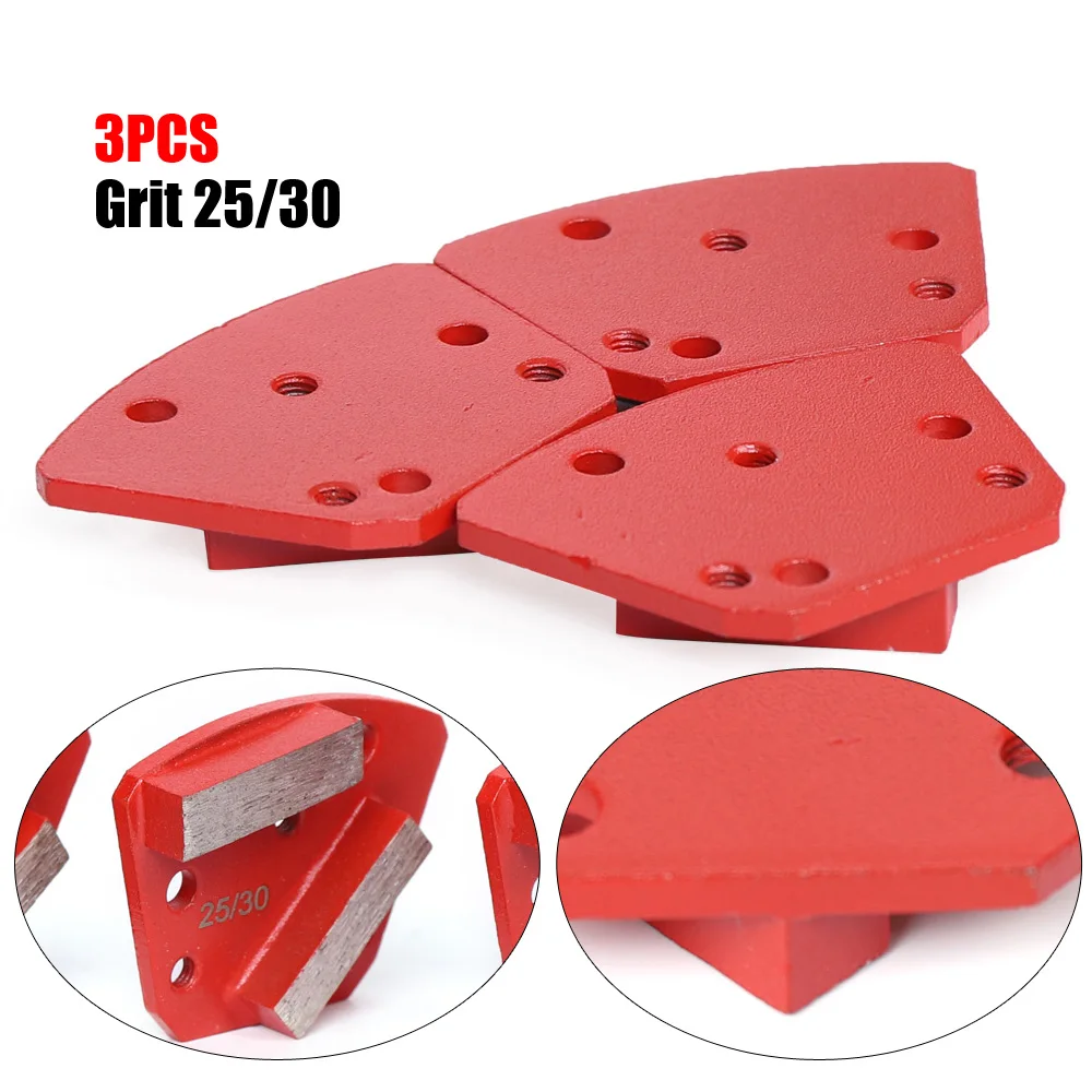 3PCS 25/30 Grit Medium Bond Trapezoid Grinding Pad Metal Medium Bond Polishing Pads Concrete Stone