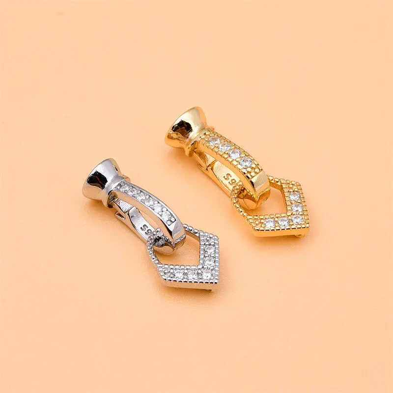 

925 Sterling Silver Button Accessories Pearl Necklace Connecting Buckle Handmade Diy String Beads Materials Accessories