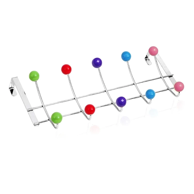 Door-Back Colored Bead Metal Hook Novel Coat and Hat Storage Rack Behind Door Punching-Free Decorative Clothes Hanger