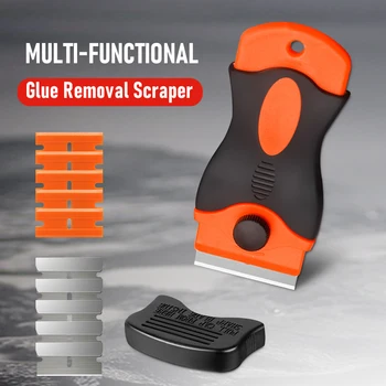 Auto Glass Cleaning Scraper Tool – Non-Scratch Car Window & Sticker Remover with Metal & Plastic Blades 1